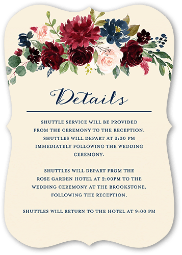 Exquisite Bouquet Wedding Enclosure Card, Beige, Signature Smooth Cardstock, Bracket