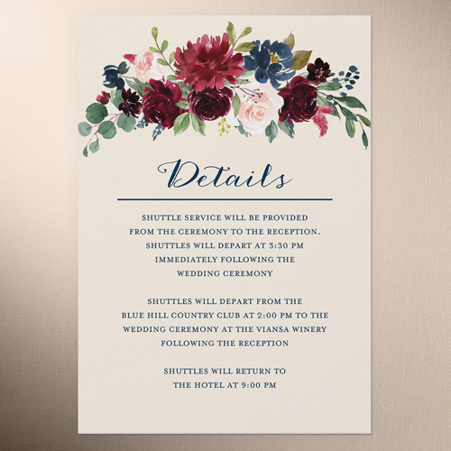 Exquisite Bouquet Wedding Enclosure Card, Beige, Matte, Pearl Shimmer Cardstock, Square