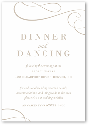 Classic Calligraphy Wedding Enclosure Card, Brown, Matte, Pearl Shimmer Cardstock, Square
