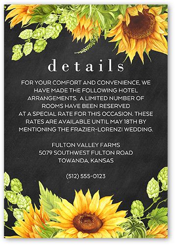 Bright Sunflower Wedding Enclosure Card, Grey, Matte, Signature Smooth Cardstock, Square