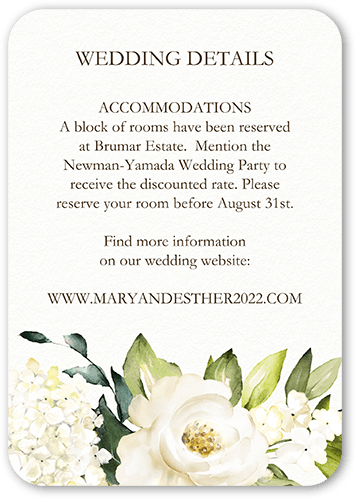 Blooming Beauty Wedding Enclosure Card, White, Pearl Shimmer Cardstock, Rounded, White