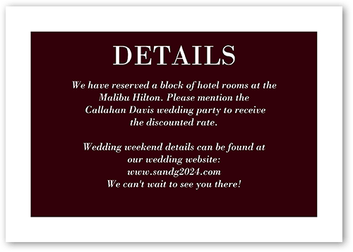 Purely Classic Wedding Enclosure Card, Red, Matte, 100% Recycled Cardstock , Square, Garnet