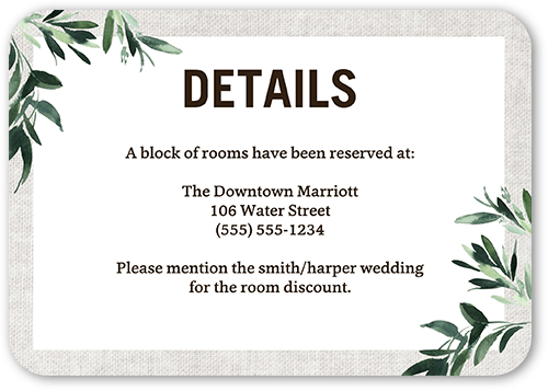 Textured Greenery Wedding Enclosure Card, Gray, Matte, Signature Smooth Cardstock, Rounded, Gray
