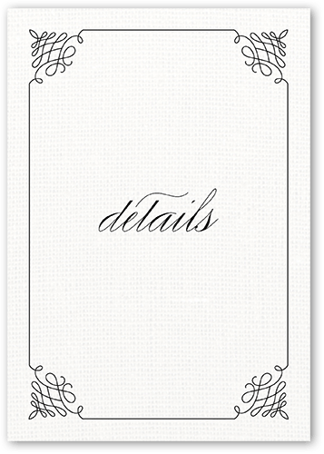 Fancy Linen Wedding Enclosure Card, White, Matte, Pearl Shimmer Cardstock, Square