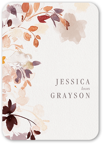 Wild Watercolor Wedding Enclosure Card, Brown, Pearl Shimmer Cardstock, Rounded