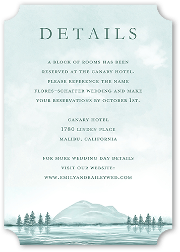 Misty Mountains Wedding Enclosure Card, Grey, Pearl Shimmer Cardstock, Ticket