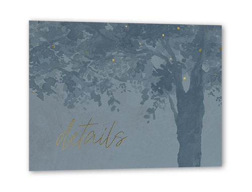 Backyard Twinkle Wedding Enclosure Card, Grey, Gold Foil, Matte, Pearl Shimmer Cardstock, Square, Storm