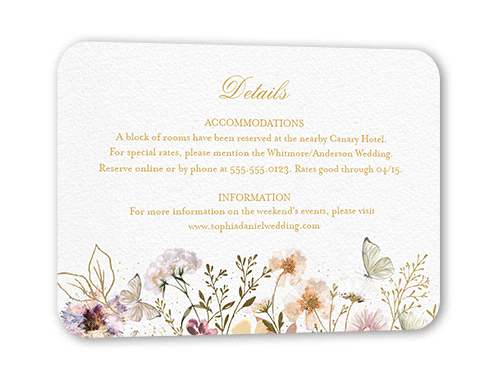 Fairy Tale Wedding Wedding Enclosure Card, Pink, Gold Foil, Signature Smooth Cardstock, Rounded, Chenille