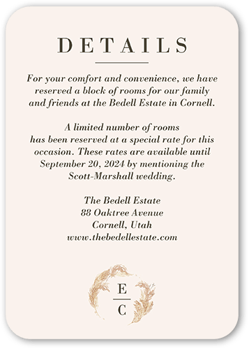 Autumn Grass Wedding Enclosure Card, Beige, Pearl Shimmer Cardstock, Rounded