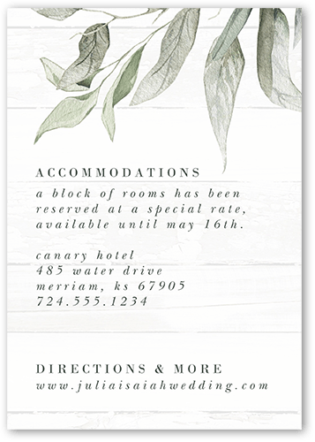 Stamped Leaf Wedding Enclosure Card, Beige, Matte, Pearl Shimmer Cardstock, Square, Quarry