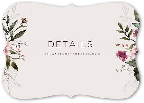 Delicate Perennials Wedding Enclosure Card, Purple, Pearl Shimmer Cardstock, Bracket