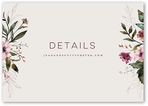 Delicate Perennials Wedding Enclosure Card, Purple, Matte, Signature Smooth Cardstock, Square, Whisper