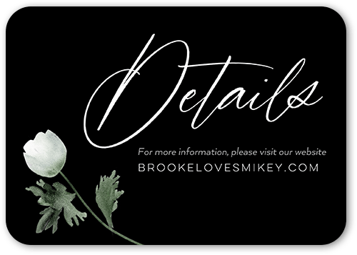 Minimal Anemone Wedding Enclosure Card, Black, Matte, Signature Smooth Cardstock, Rounded, Black