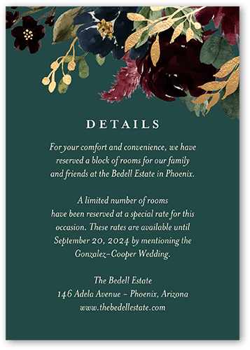 Bouquet Garland Wedding Enclosure Card, Green, Matte, Pearl Shimmer Cardstock, Square, Seaweed