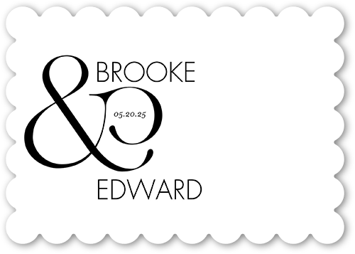 Ampersand Accent Wedding Enclosure Card, White, Pearl Shimmer Cardstock, Scallop