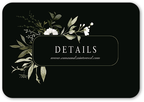 Floral Filigree Wedding Enclosure Card, Black, Matte, Signature Smooth Cardstock, Rounded