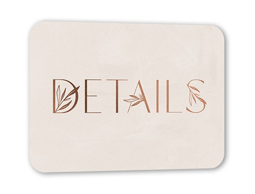 Splendid Spruce Wedding Enclosure Card, Rose Gold Foil, Beige, Pearl Shimmer Cardstock, Rounded, Beige