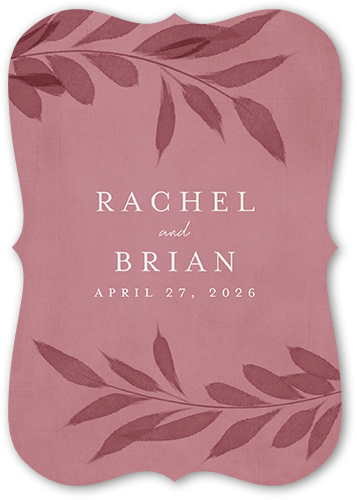 Pressed Leaves Wedding Enclosure Card, Pink, Matte, Signature Smooth Cardstock, Bracket