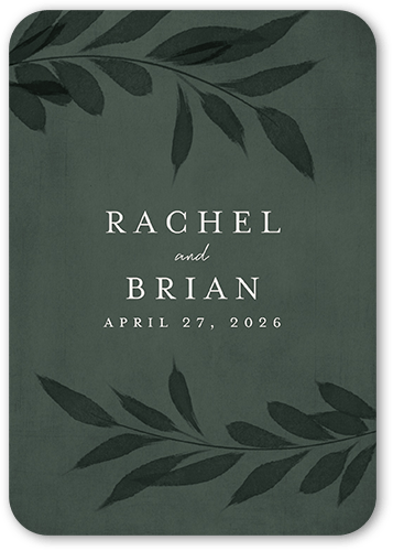 Pressed Leaves Wedding Enclosure Card, Green, 100% Recycled Cardstock , Rounded
