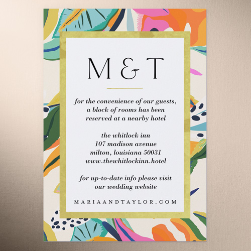 Vibrant Garden Wedding Enclosure Card, Blue, Matte, Pearl Shimmer Cardstock, Square