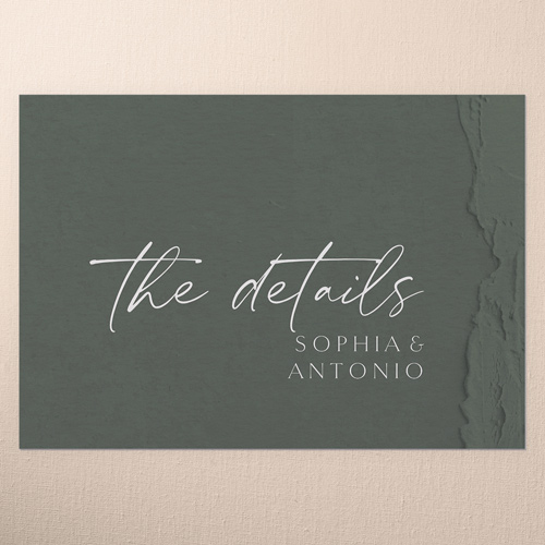 Torn Textures Wedding Enclosure Card, Green, Matte, 100% Recycled Cardstock , Square, Leafy