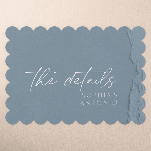 Torn Textures Wedding Enclosure Card, Blue, Pearl Shimmer Cardstock, Scallop