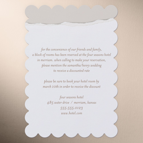 Torn Edge Wedding Enclosure Card, Beige, Pearl Shimmer Cardstock, Scallop