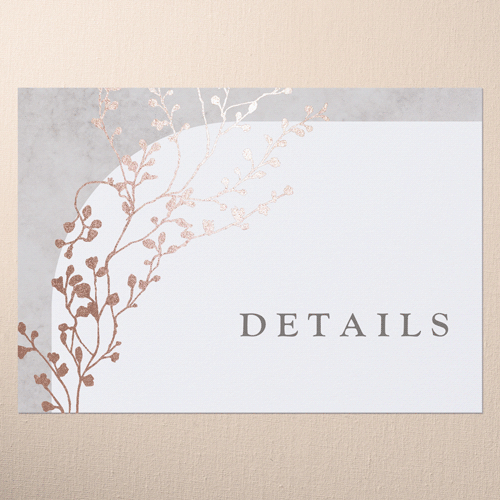 Beaming Branch Wedding Enclosure Card, Rose Gold Foil, Gray, Matte, Signature Smooth Cardstock, Square, Gray