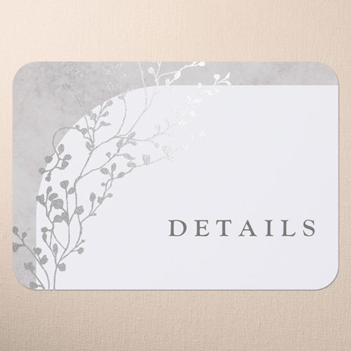 Beaming Branch Wedding Enclosure Card, Silver Foil, Gray, Pearl Shimmer Cardstock, Rounded, Gray