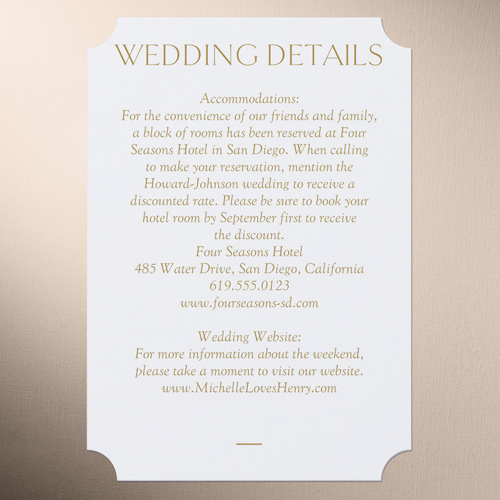 Editable Icon Wedding Enclosure Card, Yellow, Pearl Shimmer Cardstock, Ticket
