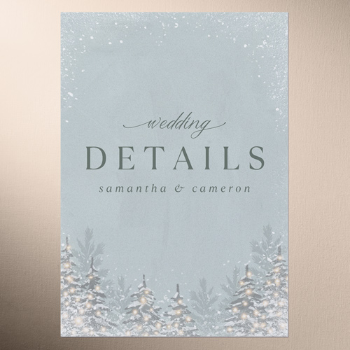 Snowy Wonderland Wedding Enclosure Card, Green, Matte, Pearl Shimmer Cardstock, Square