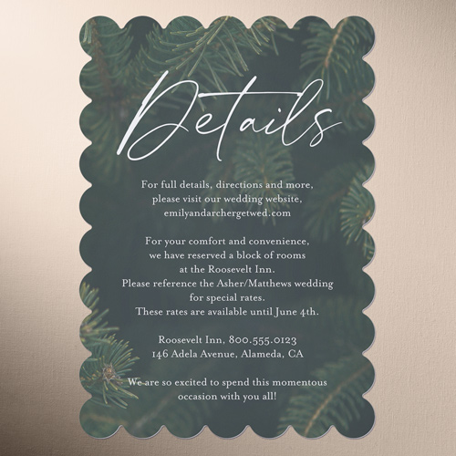 Leafy Lush Wedding Enclosure Card, Brown, Signature Smooth Cardstock, Scallop