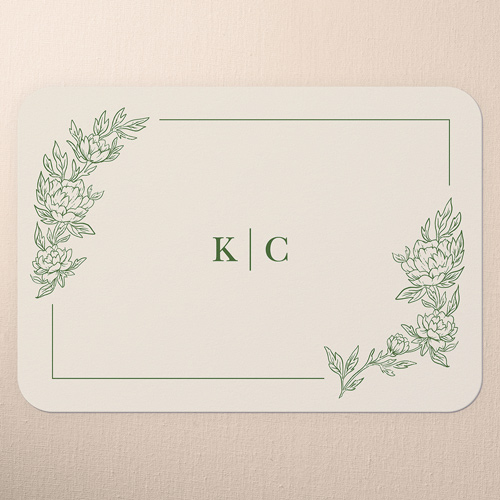 Floral Curve Wedding Enclosure Card, White, Matte, Signature Smooth Cardstock, Rounded, Antique White