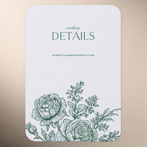 Classical Bow Wedding Enclosure Card, Green, 100% Recycled Cardstock , Rounded, Spruce