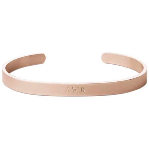 Three Letter Monogram Engraved Cuff, Rose Gold