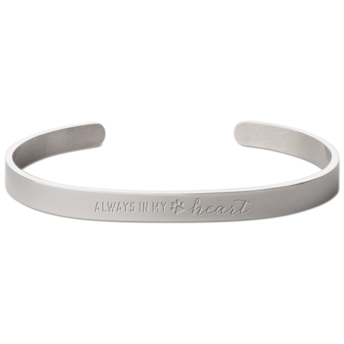 Paw Heart Engraved Cuff, Silver
