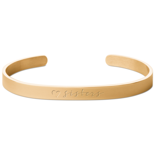 Sisters Love Engraved Cuff, Gold