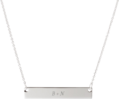 plus two monogram engraved bar necklace
