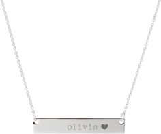 heart end engraved bar necklace