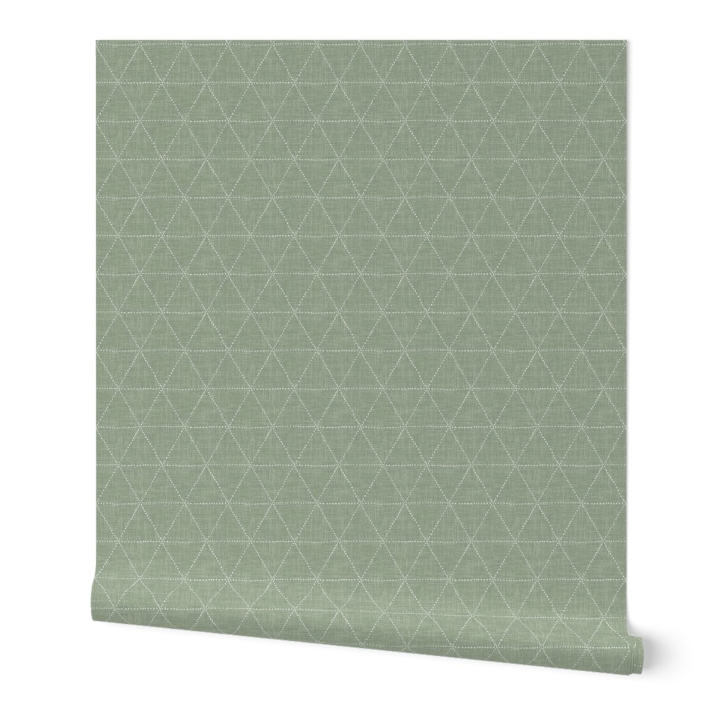 Boho Triangles - Sage Wallpaper, 2'x9', Prepasted Removable Smooth, Green