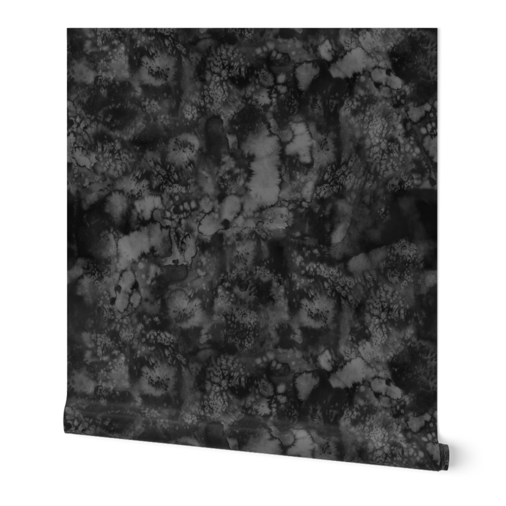 Watercolor Texture - Black Wallpaper, 2'x12', Prepasted Removable Smooth, Black