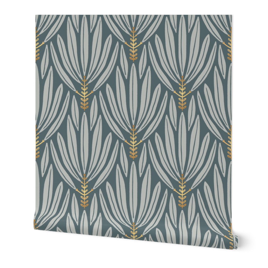 Cleopatra - Gray Wallpaper, 2'x3', Prepasted Removable Smooth, Gray