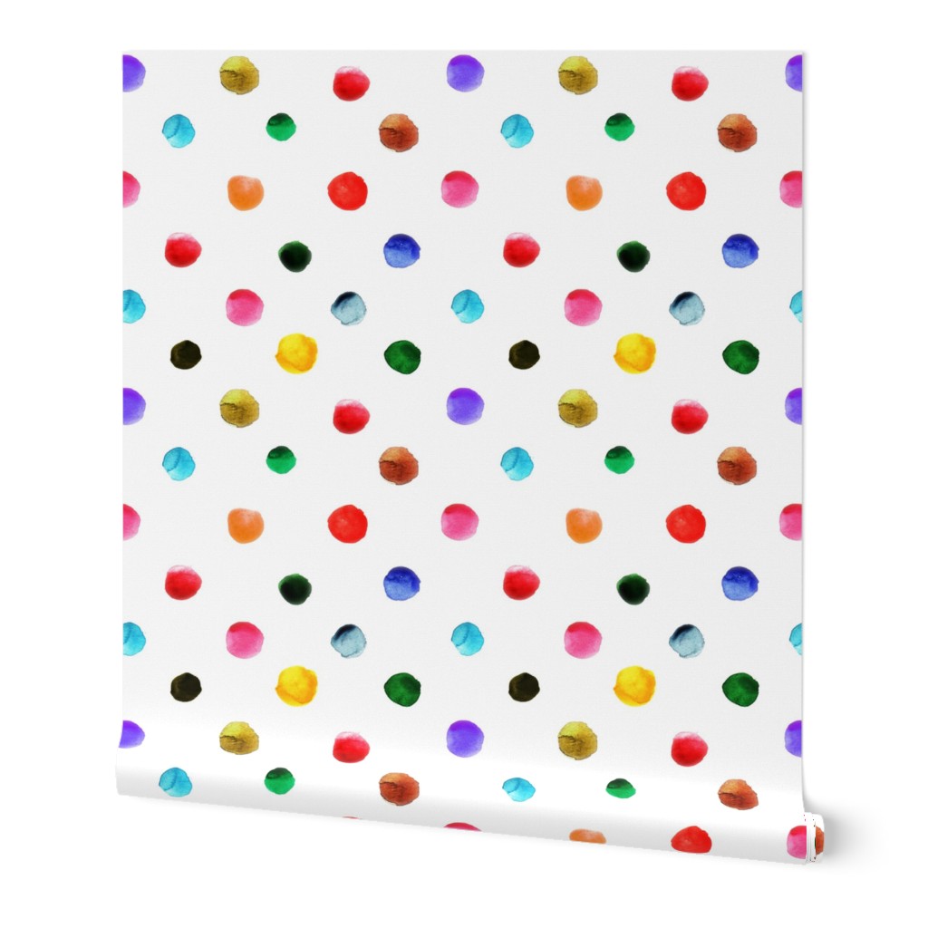 Watercolor Dots - Multi Wallpaper, 2'x9', Prepasted Removable Smooth, Multicolor