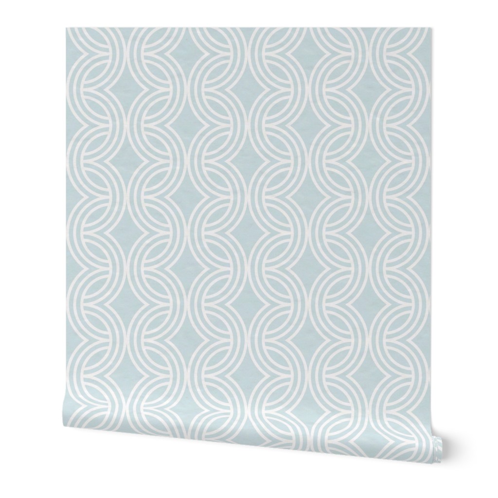 Geometric Rainbow - Light Blue Wallpaper, 2'x12', Prepasted Removable Smooth, Blue