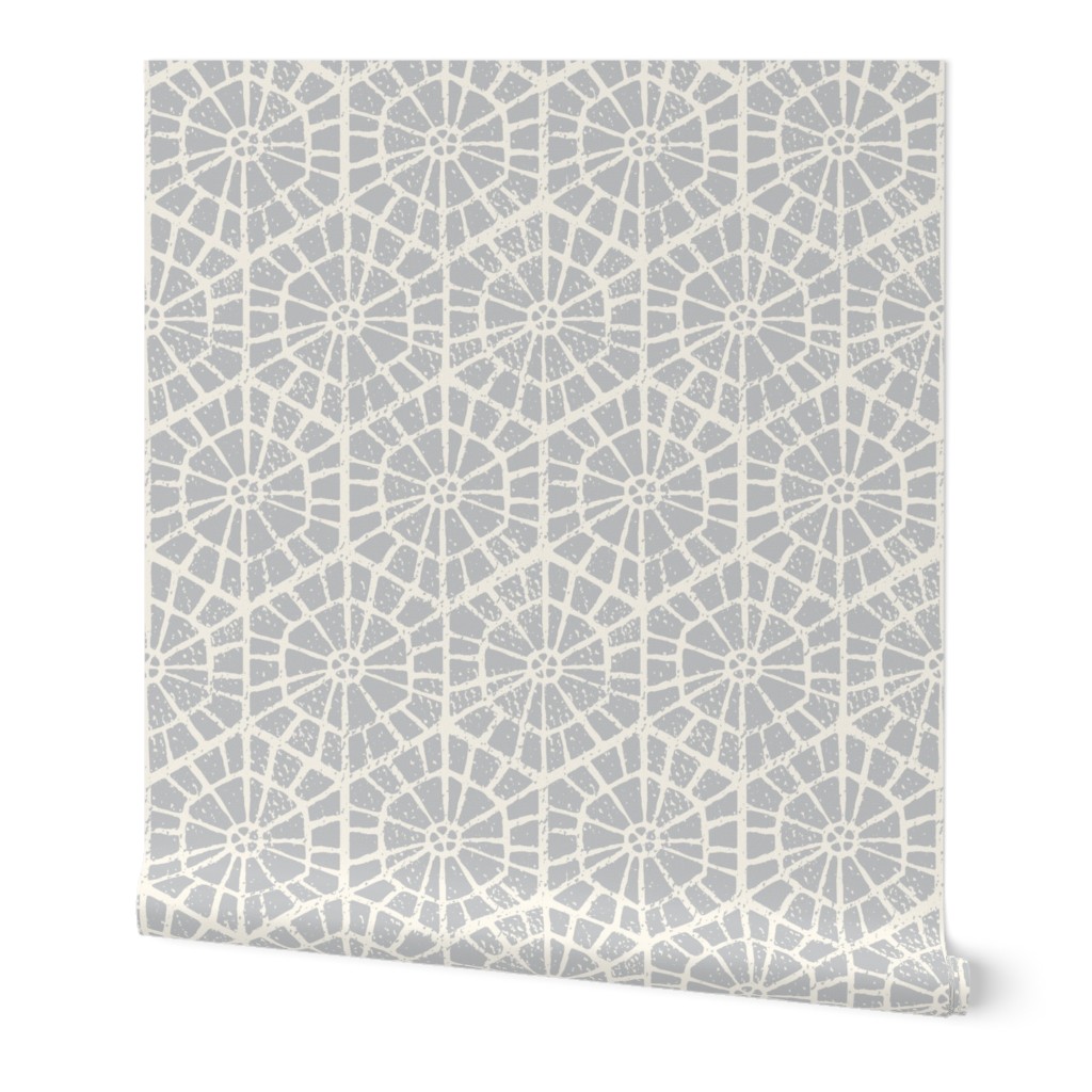 Geometric Block Print - Neutral Wallpaper, 2'x12', Prepasted Removable Smooth, Gray