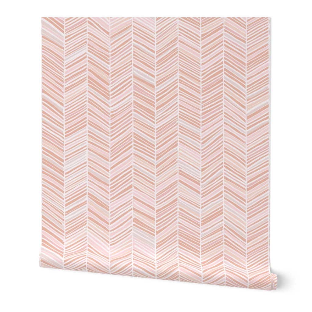Herringbone Hues Wallpaper, 2'x9', Prepasted Removable Smooth, Pink