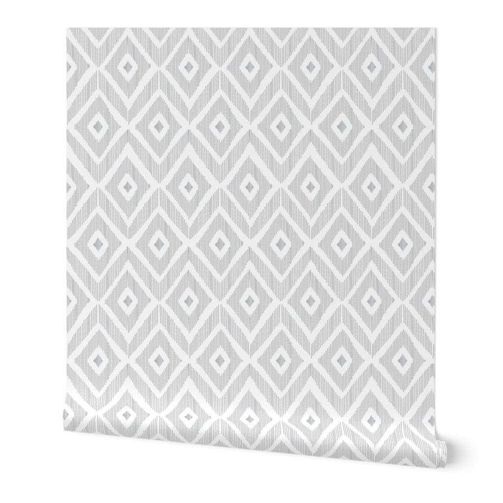 Ikat - Gray and White Wallpaper, 2'x12', Prepasted Removable Smooth, Gray