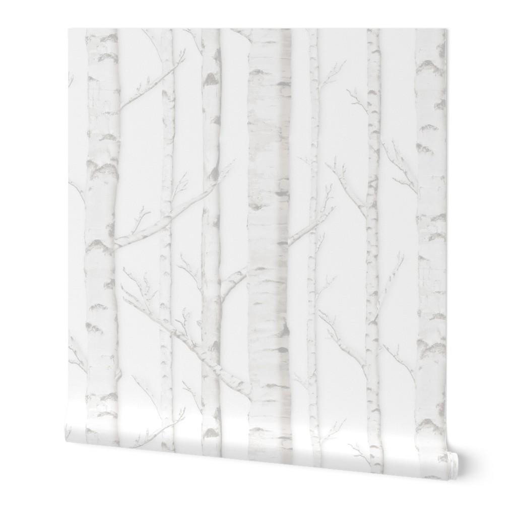 Birch Grove Wallpaper, 2'x12', Prepasted Removable Smooth, White