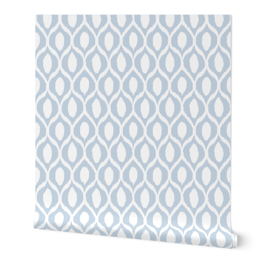 Uzebeki Ikat - Blue and White Wallpaper, Test Swatch (2' x 1'), Prepasted Removable Smooth, Blue