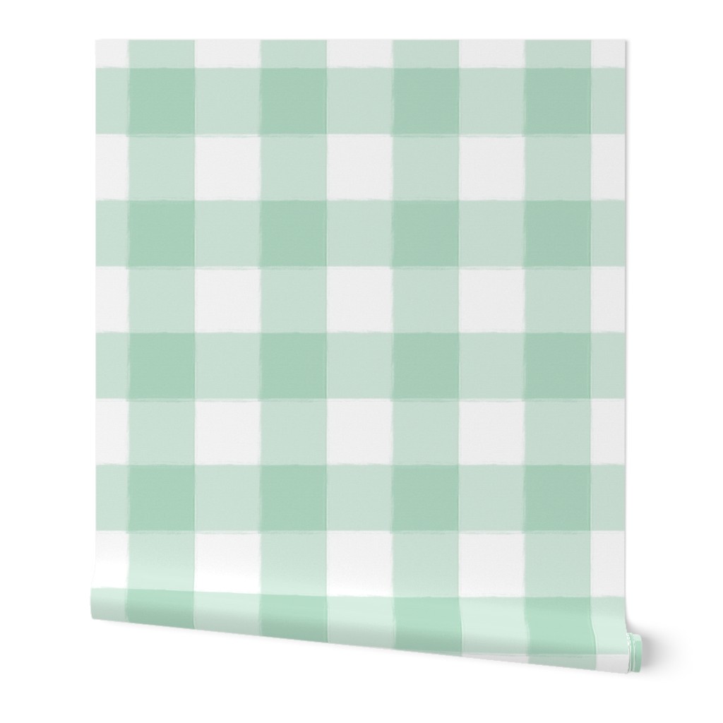 Buffalo Check Gingham Wallpaper, 2'x12', Prepasted Removable Smooth, Green